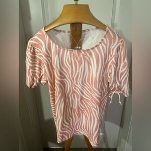 Elegant coral Zebra Print Blouse, size XL